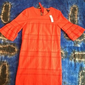 Red JCrew Flutter Sleeve Eyelet Dress UNWORN